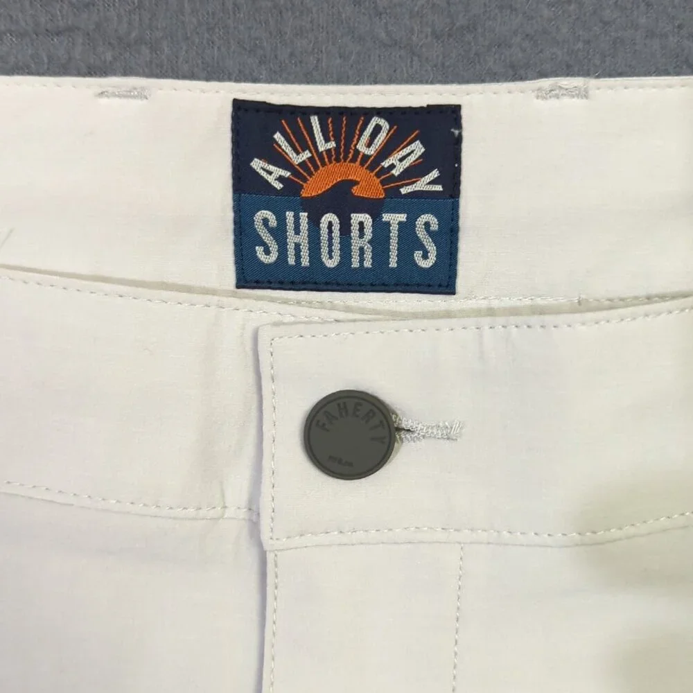 Faherty Shorts Men's 42 Gray All Day Shorts Flat Front Drawstrings NWT